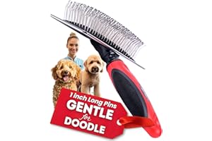 Bixy Pixy Dog Slicker Brush - Large - Protective Ball Tipped Pins Massages Pet Skin - Professional Groomer Dog Brush for Goldendoodle - Golden Retriever Brush (Large Size)