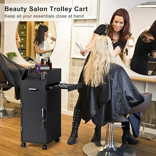 Winado Hair Salon Storage Cart with Wheels Hair Dryer Holders