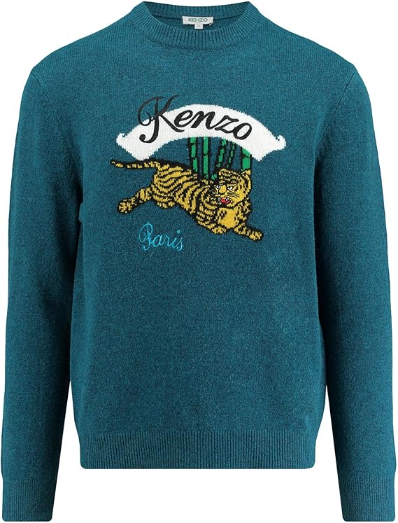 Kenzo Mens Jumping Tiger Jumper XL Petrol Blue Amazon.co.uk Clothing