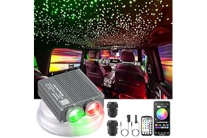 SUNKENET 32W LED Fiber Optic Lights, Starlight Headliner Kit for Car Roof&Home Decoration, Fiber Cable 800pcs*0.03in*13.1ft RGBW Star Light Headliner with Bluetooth APP/Remote Control/Music Mode