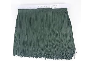 SEW TRENDS 10 Yards of 4" Long Chainette Fringe Thread Yarn Tassel Trim Braid Fringe for Crafts Sewing and Decor-Olive Green