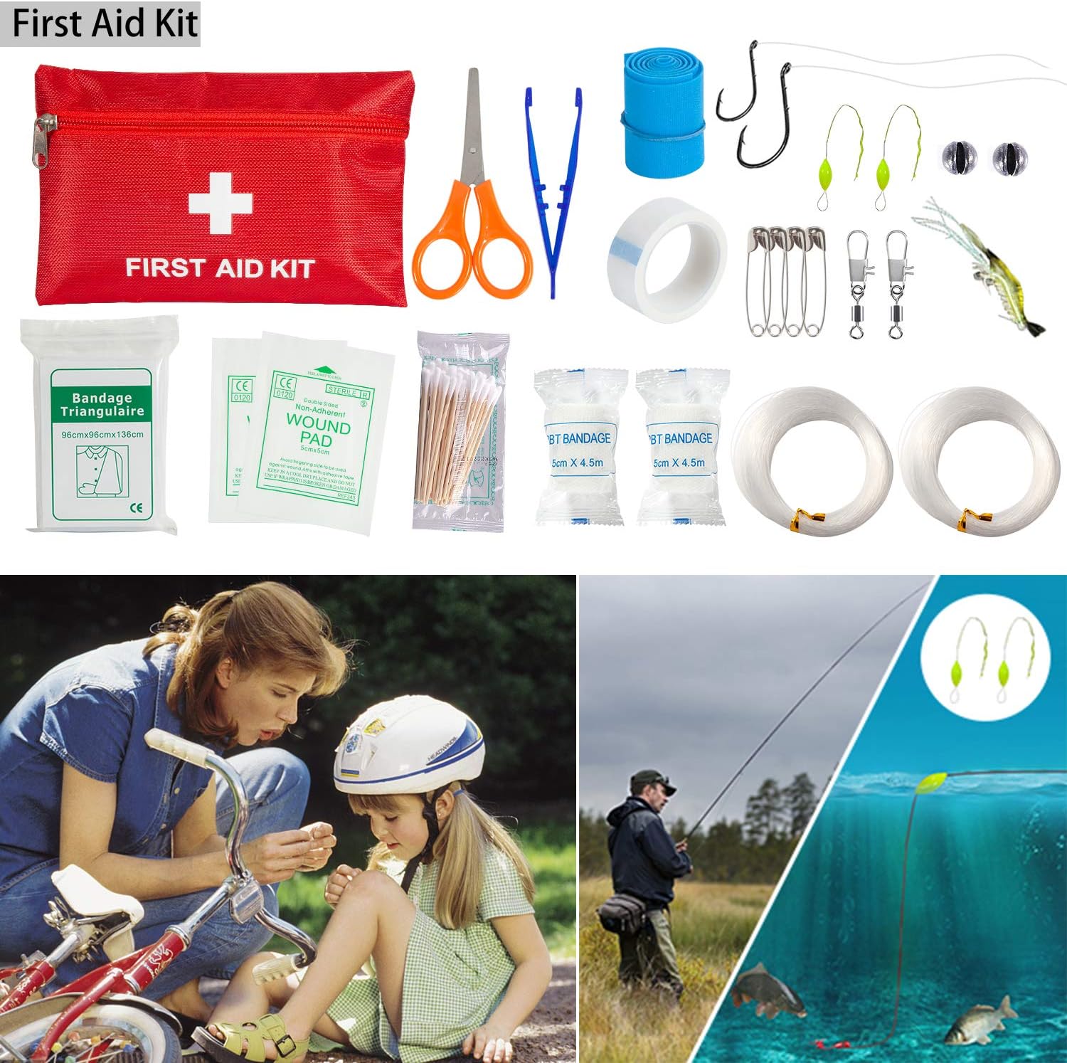 Emergency Survival Kit 47 in 1 Professional Survival Gear Tool First Aid Kit SOS Emergency Tactical Flashlight Knife Pliers Pen Blanket Bracelets Compass with Molle Pouch for Camping Adventures: Health & Personal Care