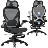 ELABEST X100 Ergonomic Mesh Office Chair with Footrest, Big and Tall Hone Desk Chair with 5D Flip-Up Arms, Adjustable 3D Lumbar Support,Gaming &amp; Executive Computer Chairs