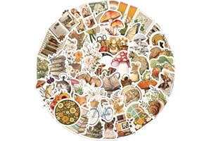 50PCS Cottagecore Vintage Animal Stickers Retro Aesthetic Featuring, Cat, Butterfly, Mushrooms, Applicable to Scrapbooking, W