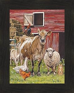 Barnyardigans by Bonnie Mohr 16x20 Farm Animals Cow Sheep Goat Chicken Goose Country Art Print Wall Décor Framed Picture (2