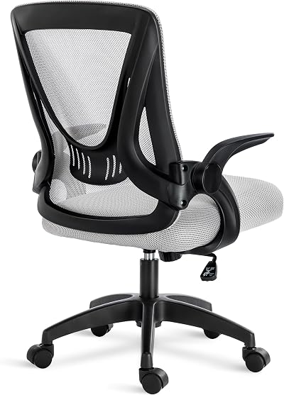 Blisswood Adjustable Office Desk Chair Mesh Back 90° Armrests Grey