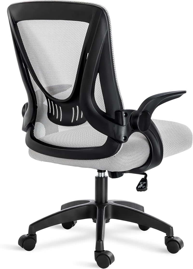 Blisswood Adjustable Office Desk Chair Mesh Back 90° Armrests Grey
