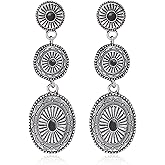 Western Earrings Outfit for Women Oval Silver Earrings Dangle Turquoise Western Jewelry Country Concert Outfits for Women Dress Cowboy Chic Rodeo Outfit Shirts Dress Accessories