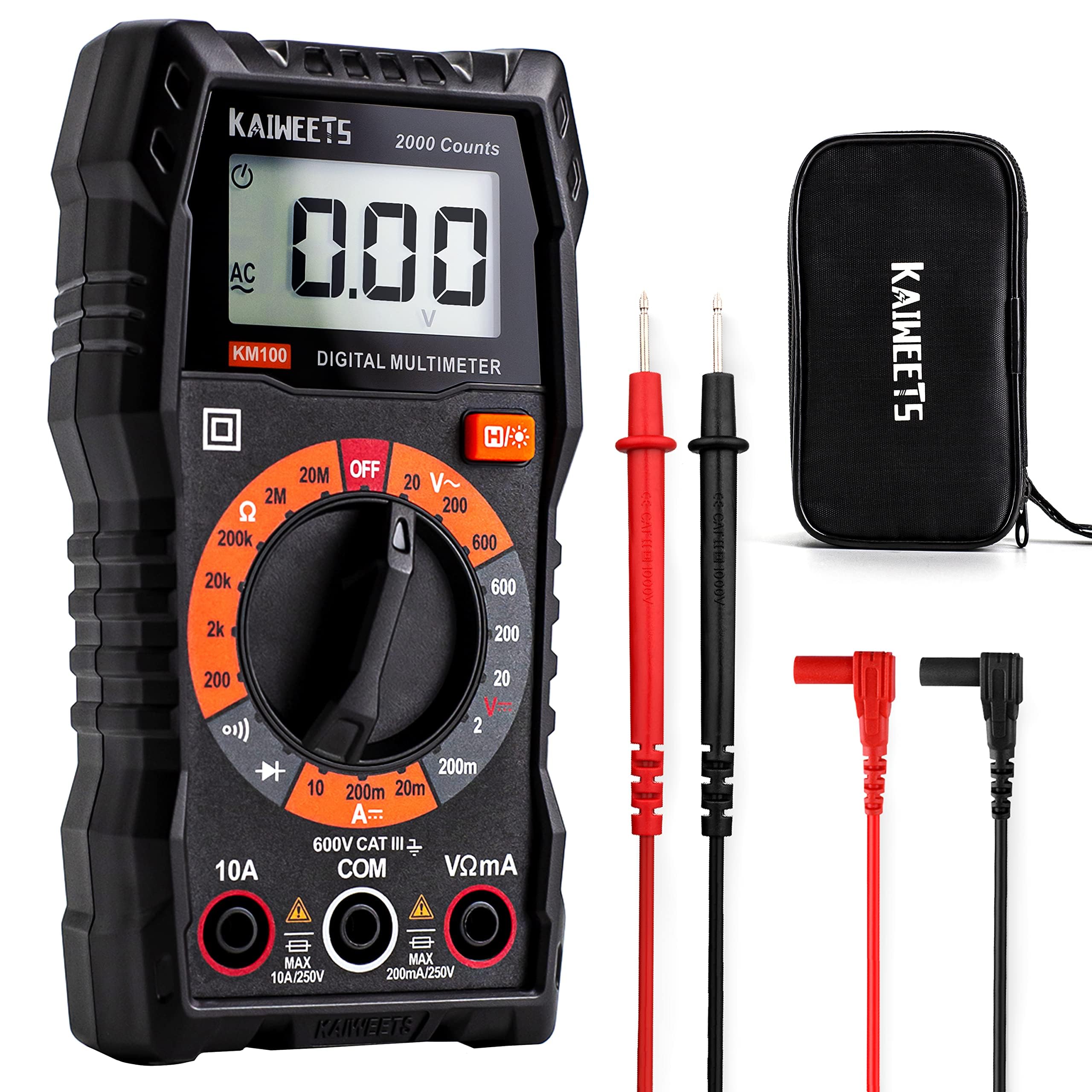 Ac Testing Meter Mua KAIWEETS Digital Multimeter with Case, DC AC Voltmeter, Ohm Volt ...