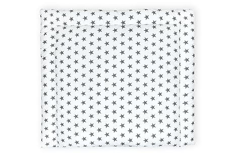 KraftKids Wickelauflage in kleine graue Sterne auf Weiss, Wickelunterlage 75x70 cm (BxT), Wickelkissen