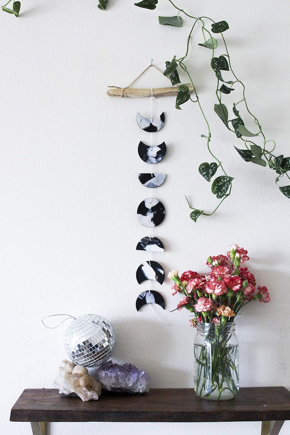 Amazon Com Black White Moon Phase Wall Hanging Handmade