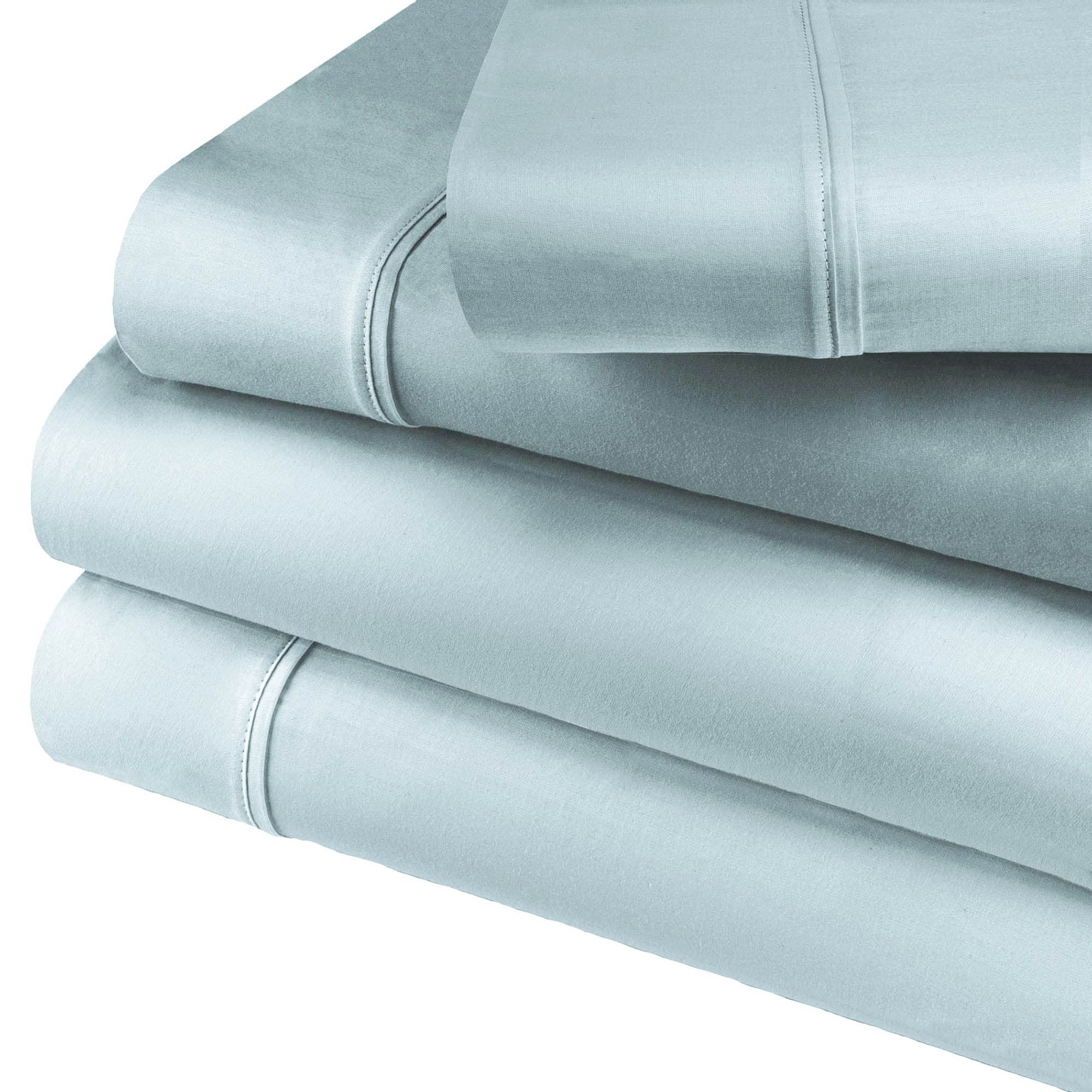 Superior 600 Thread Count Deep Pocket and Wrinkle Resistant 4-Piece Bed Sheet Set, Cotton Blend, Super-King, Light Blue