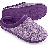 HomeTop Women's Knit Memory Foam Slippers Warm Soft House Shoes with Anti-slip Sole
