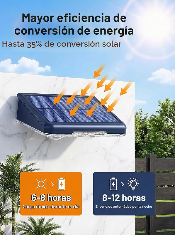 Aplique Solar Pared Exterior,4 Paquete Luz Solar Exterior, 3 Colores Brillantes IP65 Impermeable, Lámparas Solares Exteriores Inalámbricas Para Jardín Patio Cubierta Valla