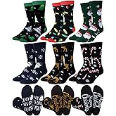 Liitrsh 6 Pairs Funny Christmas Crew Socks for Men Xmas Tree Patterned Dress Socks Novelty Xmas Stuffers for Holiday Gifts