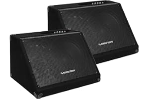 Sound Town 2-Pack Powered DJ PA Stage Monitor Speakers 12” 500W with Compression Driver for Live Sound, Bar, Church (METIS-12