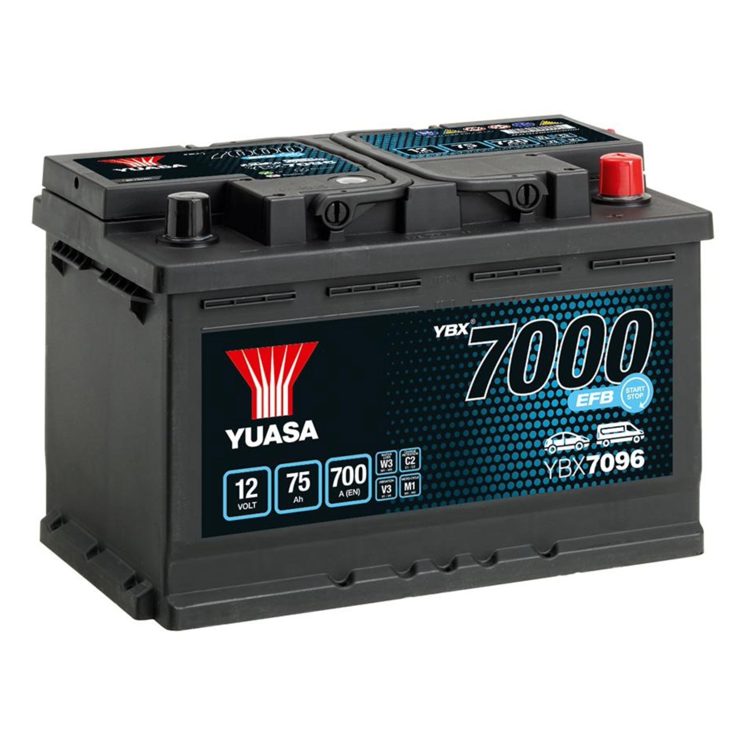 Yuasa YBX7096 12V 75Ah 700CCA EFB Maintenance Free Start Stop Car Battery