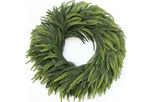 GLIDLION 26" Large Norfolk Pine Wreath for Front Door, Realistic Artificial Christmas Wreaths Faux Pine Needles Green Fake Wreath for Walls Windows Porches Farmhouse Indoor Outdoor Home Decor