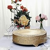 TABLECLOTHSFACTORY 18" Round GOLD Embossed Metal Cake Plateau Stand Riser Wedding Dessert Display Plate