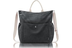 Prite Corduroy Tote Bag for Women, Large Zippered Messenger Bag with Pockets, Hobo Handbag for Shopping, Work, College