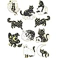 10 Pieces Cat Pins Cute Brooch Pin Set Kawaii Backpack Pin Black Cat Book Brooch Gothic Aesthetic Buttons for Backpacks Clothing Bags Lapel Jackets for Women Men DIY Presents