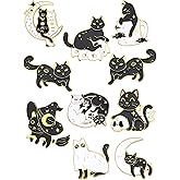10 Pieces Cat Pins Cute Brooch Pin Set Kawaii Backpack Pin Black Cat Book Brooch Gothic Aesthetic Buttons for Backpacks Clothing Bags Lapel Jackets for Women Men DIY Presents