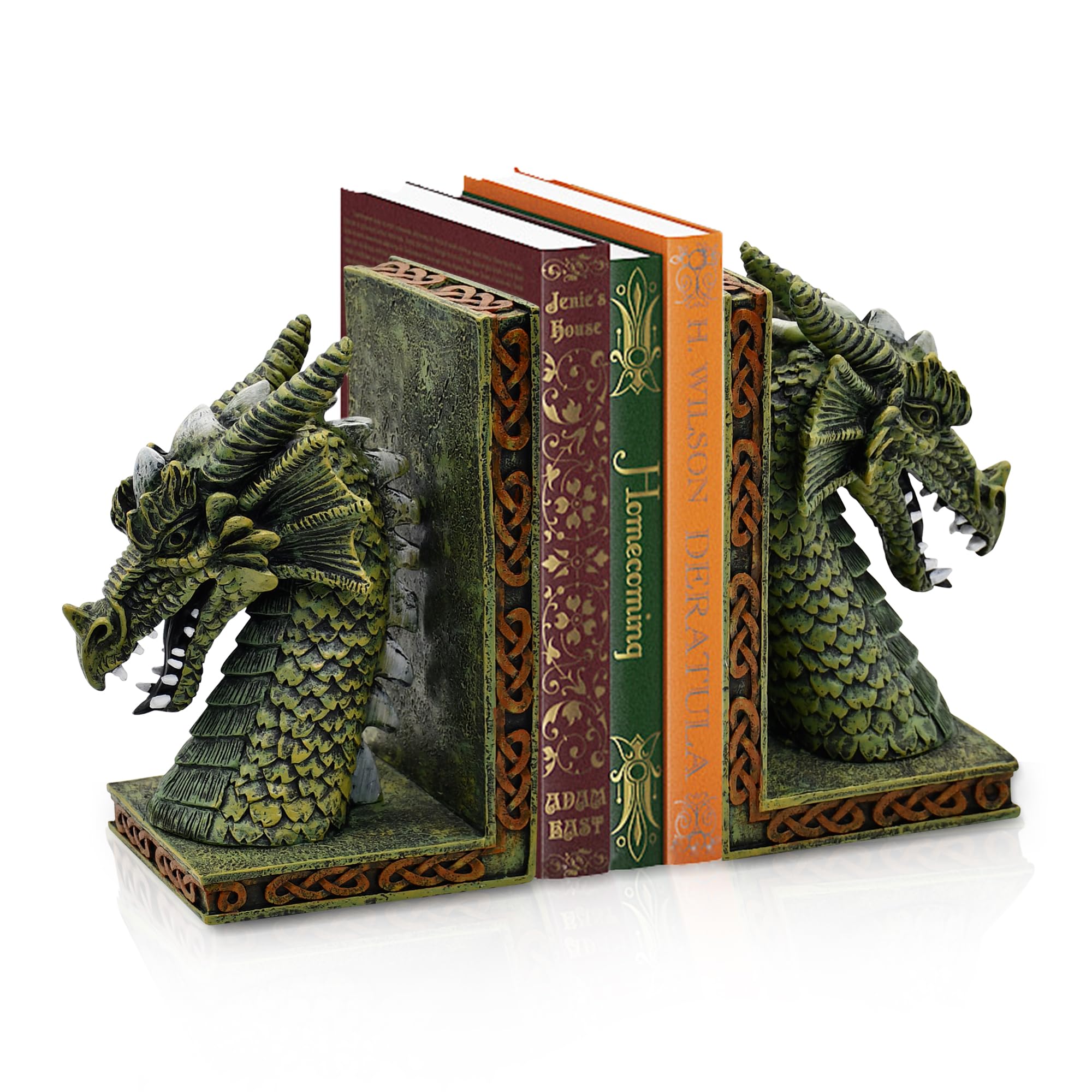Photo 1 of *DAMAGED, PLEASE SEE PHOTO * Dragon Bookends for Shelves Set of 2 - Heavy Book Ends Book Supports for Shelves, 4.15 "x 3.25 "x7 Unique Dragon Design Copper?10 Inch?