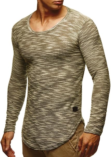 LEIF NELSON Herren Pullover Rundhals-Ausschnitt | Schwarzer Männer Longsleeve | dünner Pulli Sweatshirt Langarmshirt Crew Nec