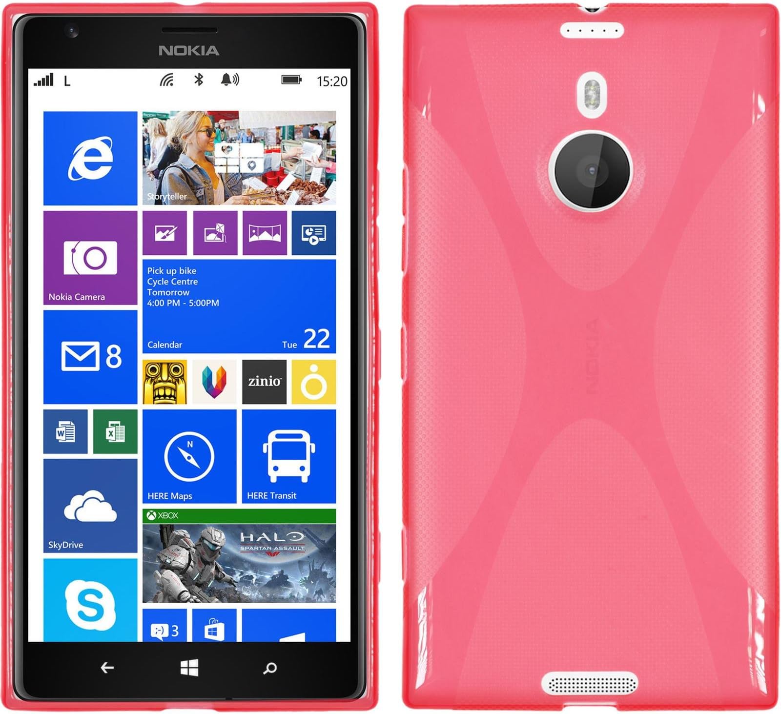 PhoneNatic Silicone Case Compatible with Nokia Lumia 1520 - X-Style red Cover + Protective foils
