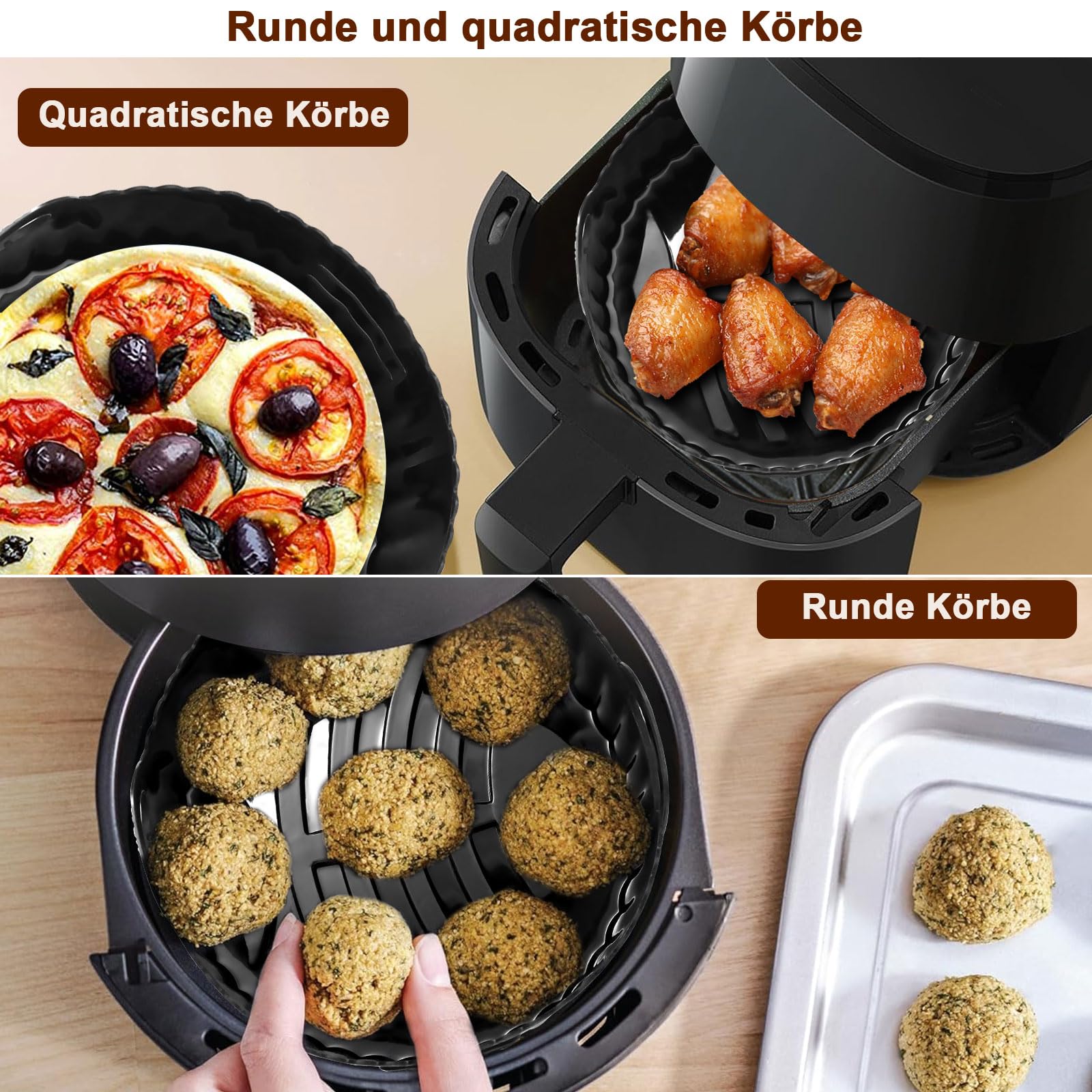 Moleath 15CM Heißluftfritteuse Zubehör für COSORI klein 2L(‎‎CAF-LI211), Chefman 2L, für Tefal 1.6L, 4PCS Mini Airfryer Zubehör mit Grillroste Silikonform, BPA-Frei Air Fryer Accessories 5