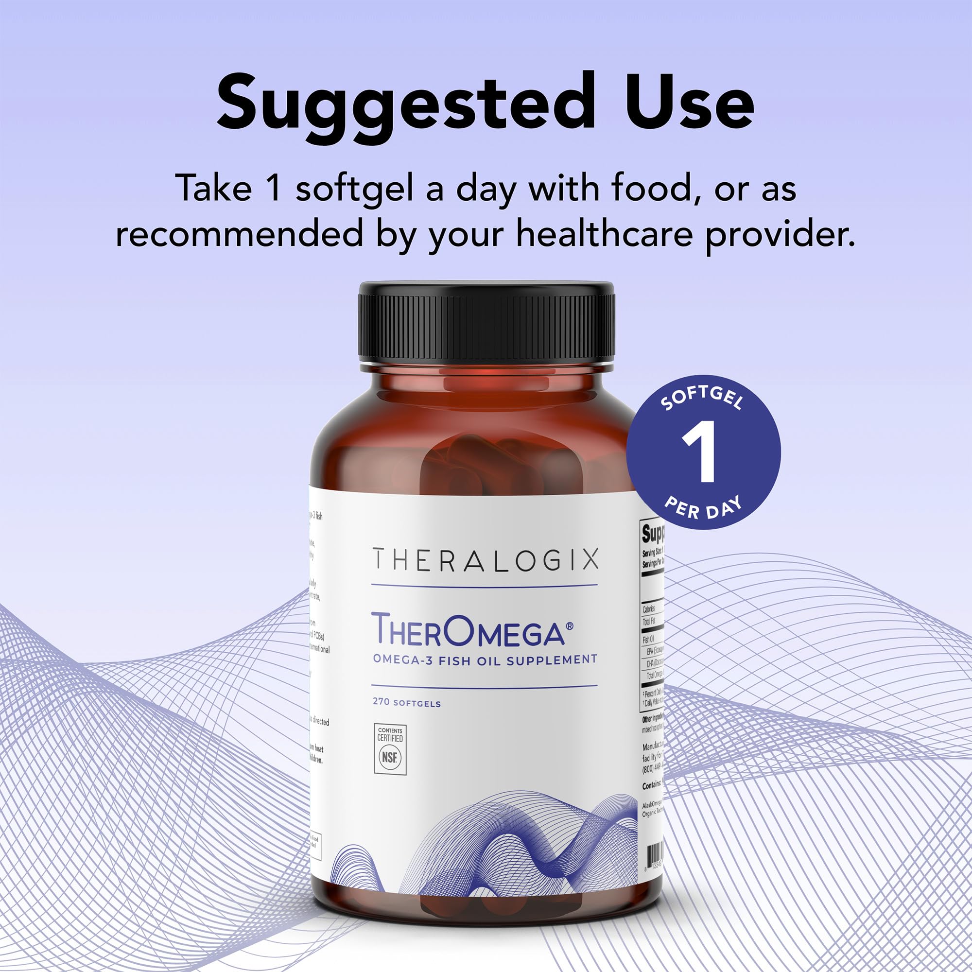 Theralogix TherOmega Omega-3 Fish Oil Supplement - Supports Heart, Brain, Immune & Joint Health* - 700 mg DHA & EPA from Wild Alaska Pollock - Sustainably Sourced - NSF Certified - 270 Softgels
