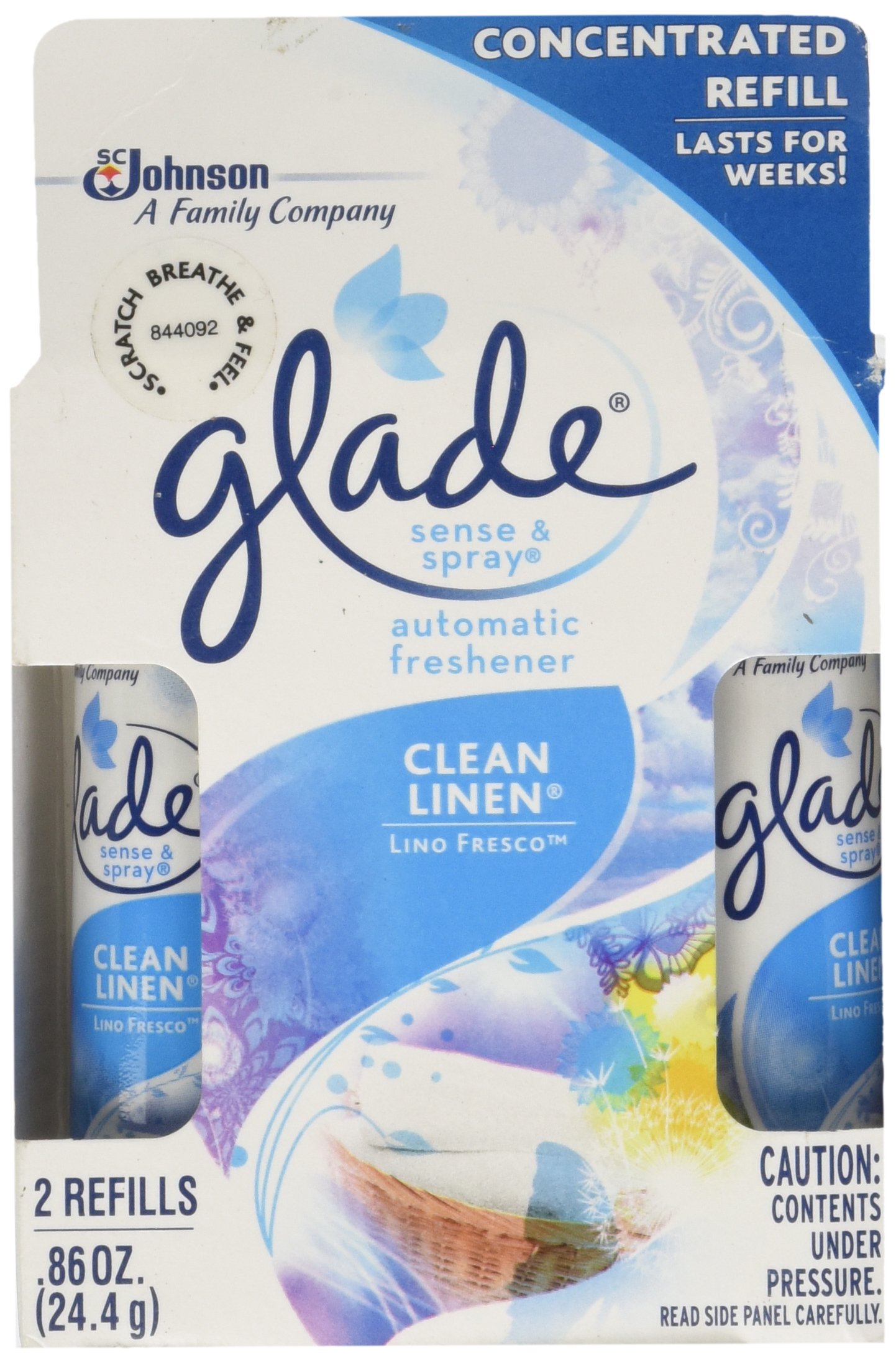 Glade Sense & Spray Refill Clean Linen .43 oz 2 pk