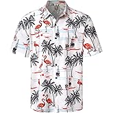 Hardaddy Men's Hawaiian Shirt Short Sleeves Coconut Printed Button Down Summer Beach Casual Shirts