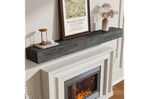 Marsmiles Fireplace Mantel Shelf 60 Inch, Rustic Handcrafted Wood Mantles for Over Fireplace, Farmhouse Wall Mounted Floating Shelves for Living Room Decor & Display, 60W x 5H x 8D, Grey Oak
