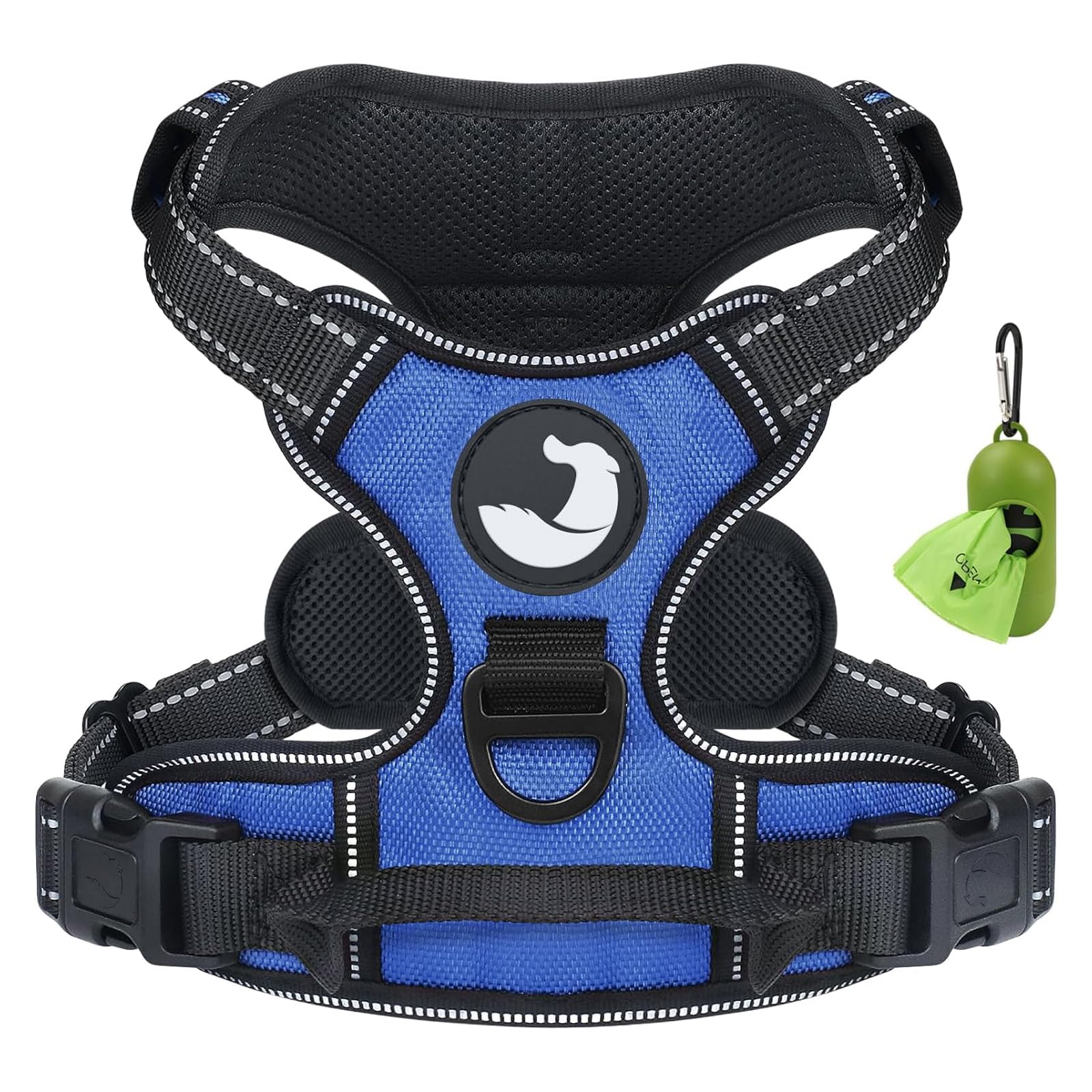 Joytale Dog Harness Small Dog No Pull Harness for Dogs with 2 Clips, Adjustable Soft Padded Dog Harness Reflective with Easy Control Handle for Walking and Training, Navy Blue, S