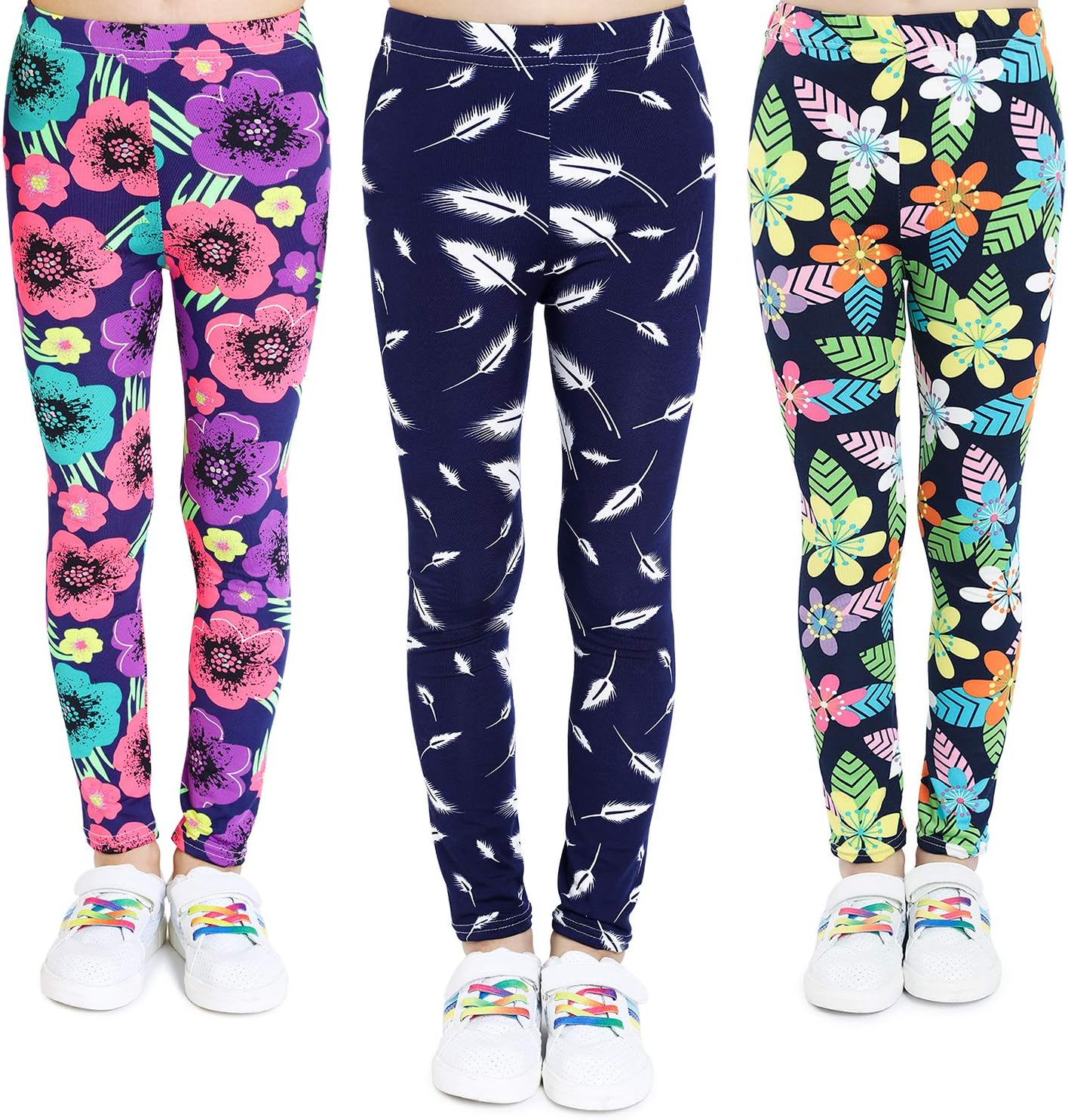 Adorel Girls Leggings Colourful Trousers Floral Pack of 3