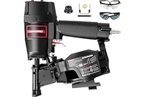 AeroPro CN45N Pneumatic Roofing Nailer – Professional Heavy-Duty Roofing Nail Gun for 15 Degree 3/4″–1-3/4″ Coil Nails on Asp