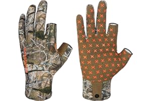 BASSDASH Unisex Fingerless Camo Hunting Gloves for Men's Women's Early Season Warm Weather UPF 50+ Lightweight Fishing Photography HG03