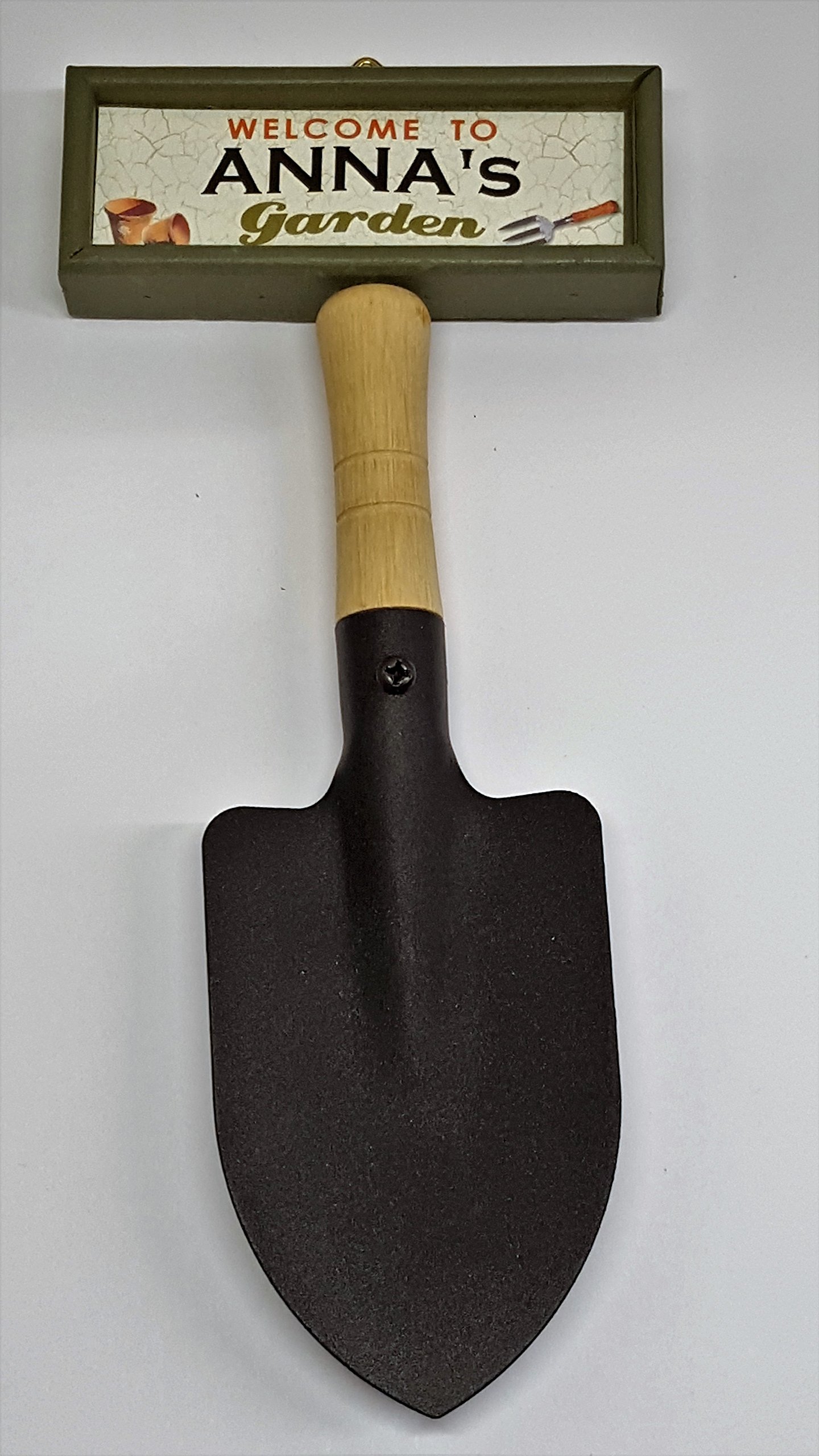 tlm wholesale Welcome to Anna's garden hanging shovel sign