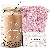 DHQH Christian Gifts for Women, Inspirational Religious Gifts Set with Glass Cup Socks, Birthday Easter Mothers Day Presents Ideas for Friends Grandma Wife Sister