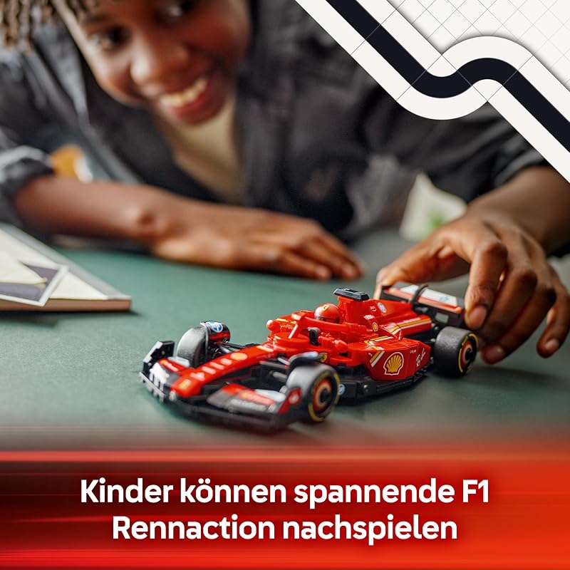 Speed Champions Ferrari SF-24 F1 Rennauto - Modellauto Set mit Fahrer - Modellbau für Kinder - Spielzeug mit 1 Minifigur - Sammelbares Formel 1 Geschenk für Jungen und Mädchen - 77242