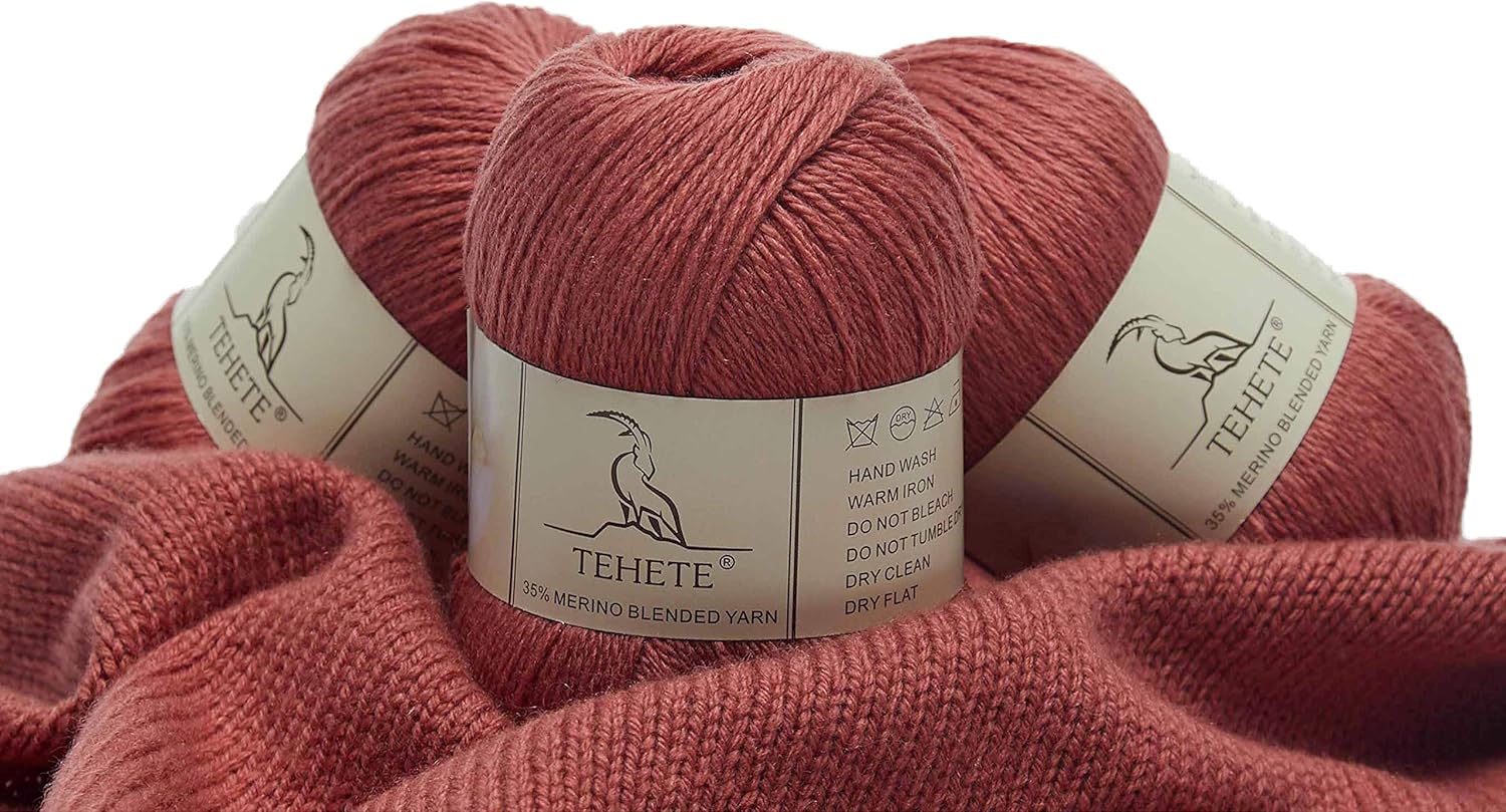 TEHETE Wolle zum Stricken und 35% Merinowolle Handstrickgarn, 3 Bälle x