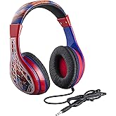 eKids Spiderman Kids Headphones, Adjustable Headband, Stereo Sound, 3.5Mm Jack, Wired Headphones for Kids, Earphones for School, Home or Travel