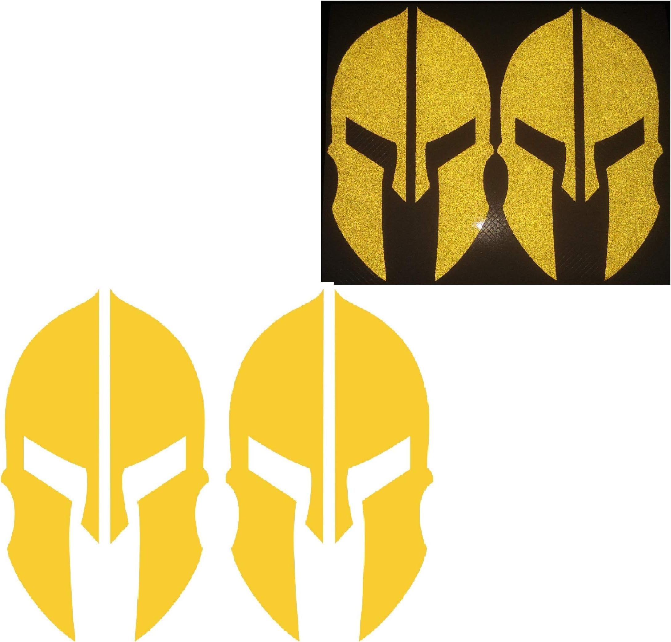 CUSHYSTORE Gold Spartan Warriors Hero Chivalry Ancient Greek Reflective Decal Vinyl Sticker for Car Mortorcycle Tailgate Helmet, 2 Pack