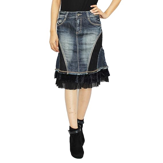 womens knee length denim skirt