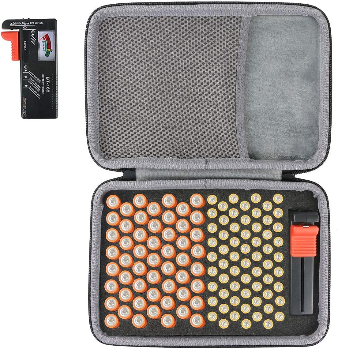 co2CREA Organizer Storage Case for Household Batteries AA Double A/AAA Triple A Everyday Alkaline Battery, Hard Battery Organizer Storage Box, Carrying Case Bag Holder - Holds 116 BatteriesGlobal Recycled StandardGlobal Recycled StandardClimatePartner certifiedGlobal Recycled Standard