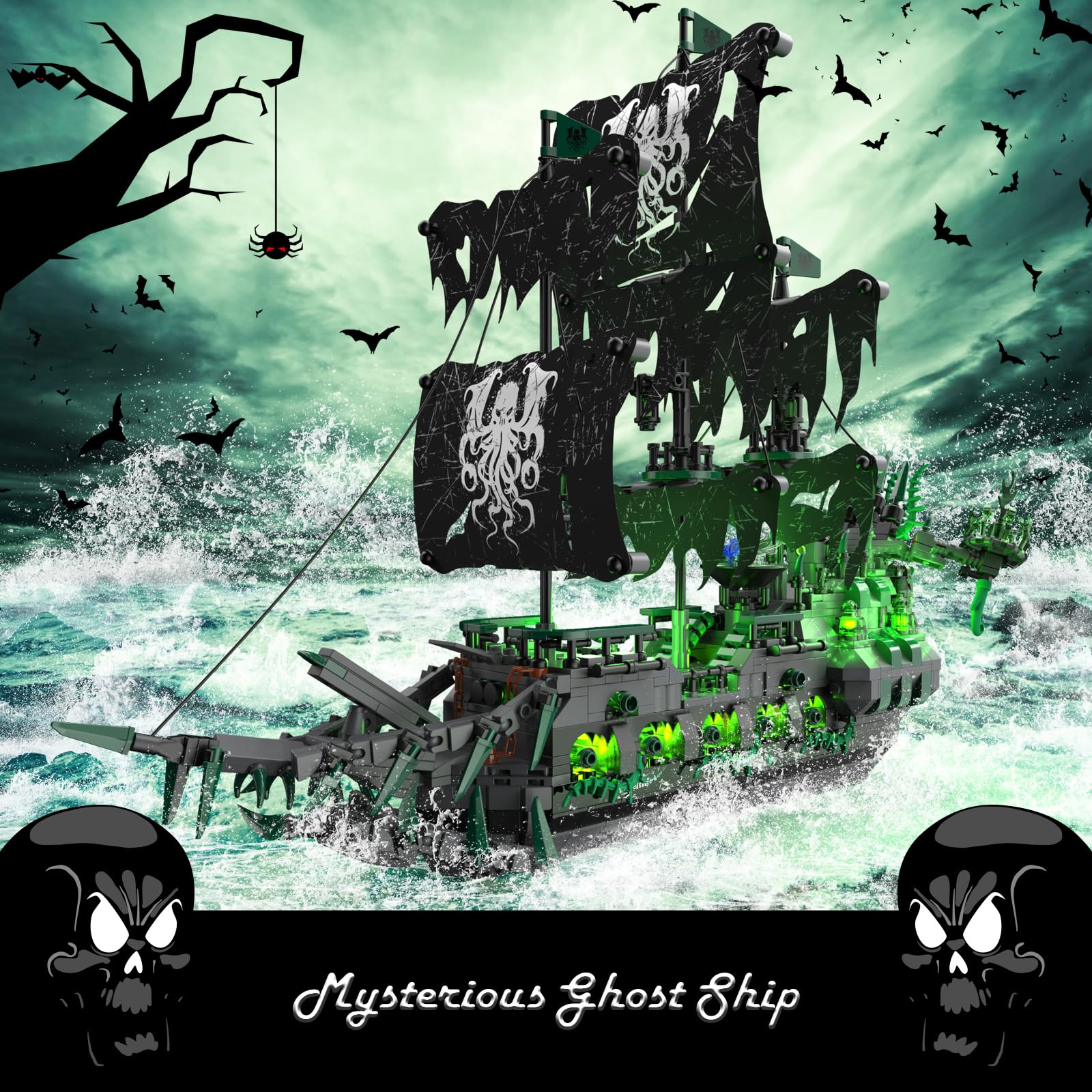 JMBricklayer Piratenschiff Bausteine, 40001 Flying Dutchman Piratenschiff Klemmbausteine, Segelschiff Modellbausatz, Schiff Spielzeug Geschenke für Erwachsene und Jungen 3