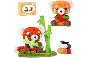 MOREJMTT Crochet Kit for Beginners, Crochet Animal Kits, Crocheting Kit for Starters, Learn to Crochet with Step-by-Step Video Tutorials, Beginner Crochet Kit for Adults(Panda)