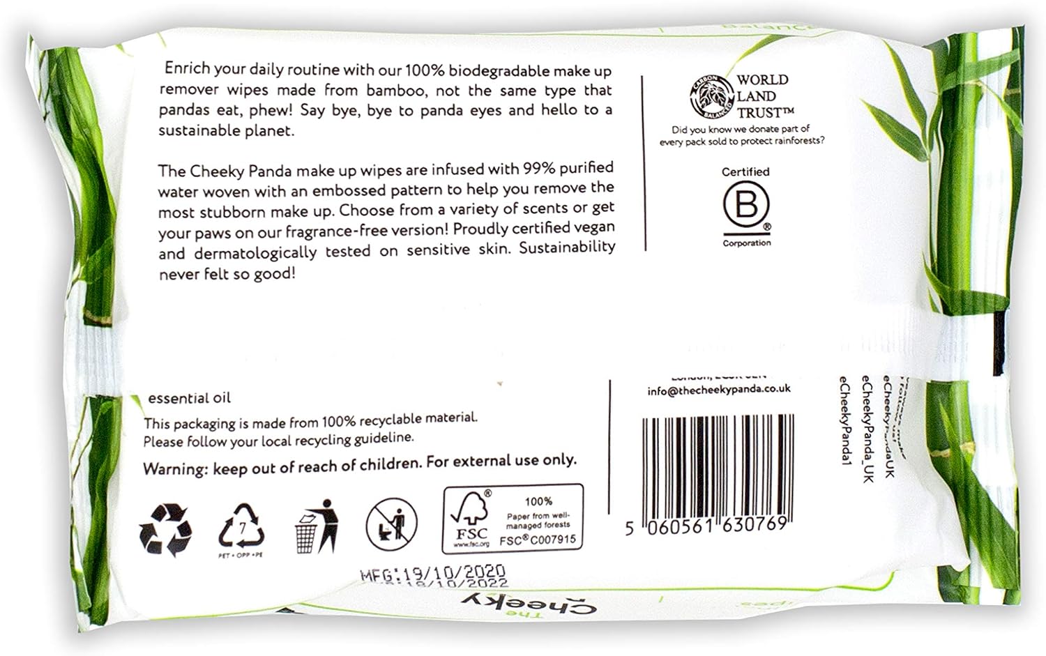 The Cheeky Panda - Facial Wipes, Coconut Scented, White, 25 count (Pack of 24) - Image 4