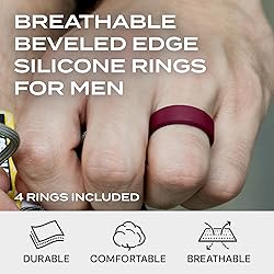 ROQ Silicone Rubber Wedding Ring for Men, Comfort